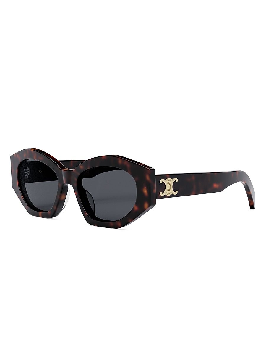 Women's Geometric 55MM Sunglasses - Dark Havana Smoke