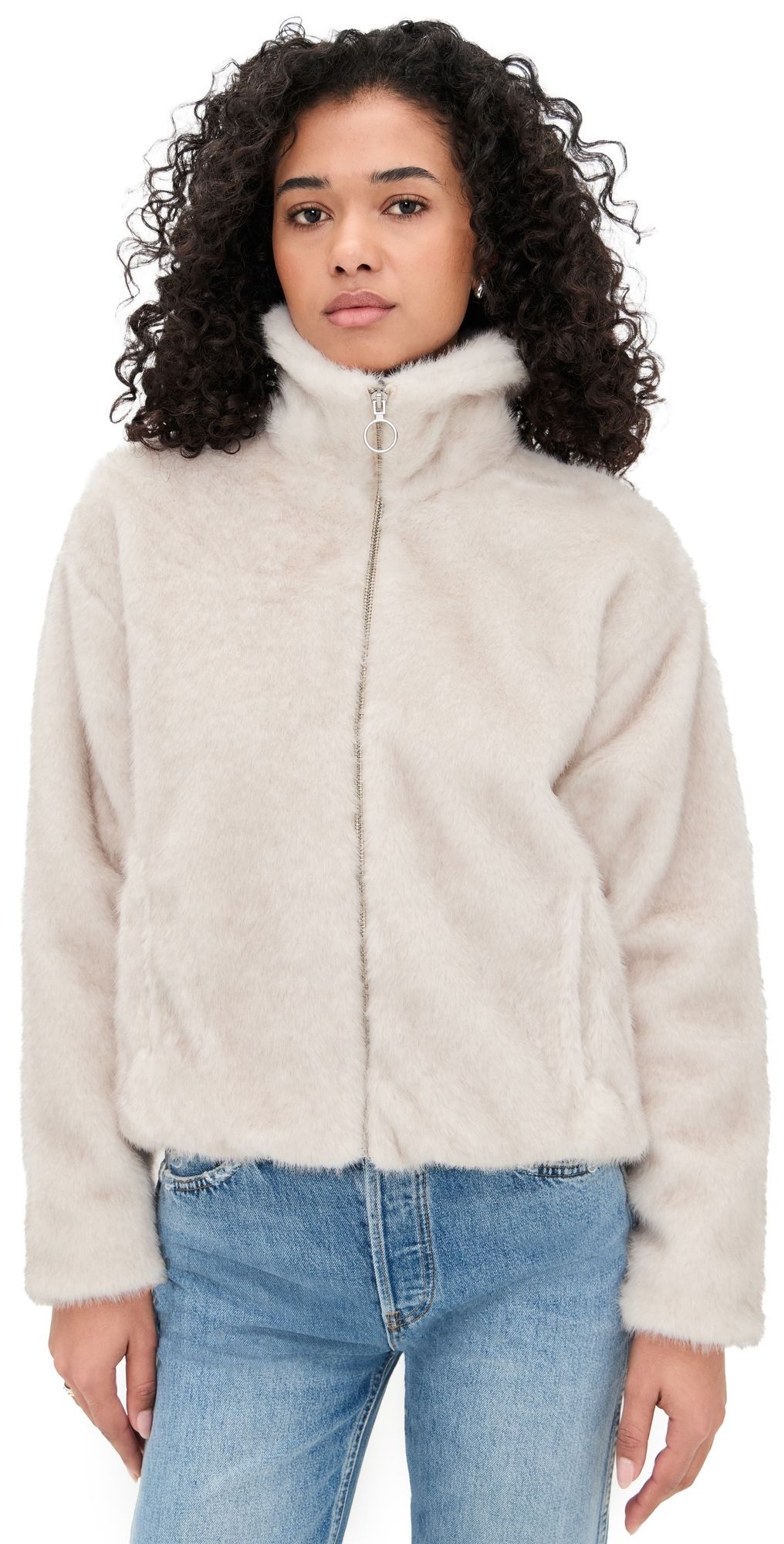 Z Supply Amethyst Faux Fur Jacket Crystal XL