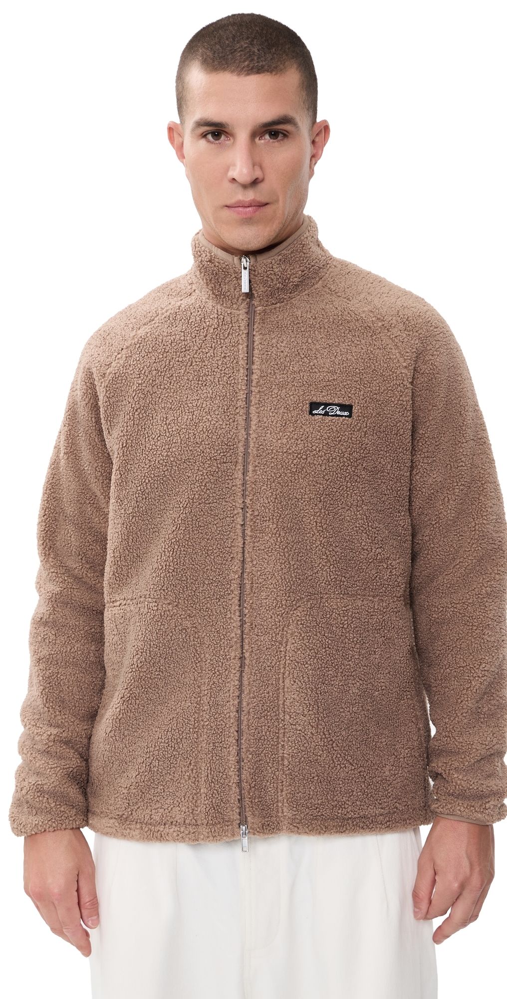 Les Deux Patch Teddy Faux Fur Jacket Caribou L