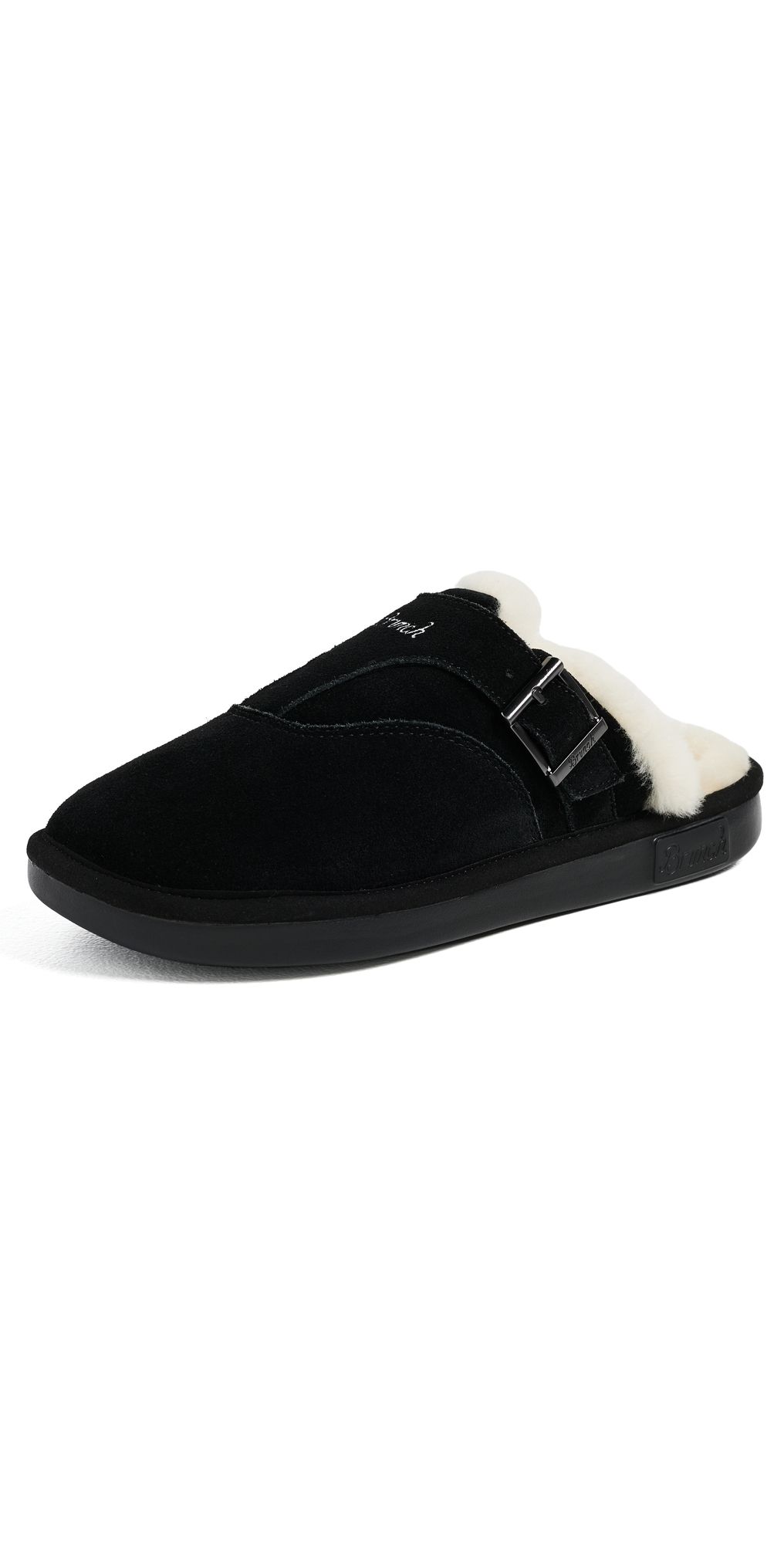 Brunch Amour Suede Shearling Slippers Black 8-8.5