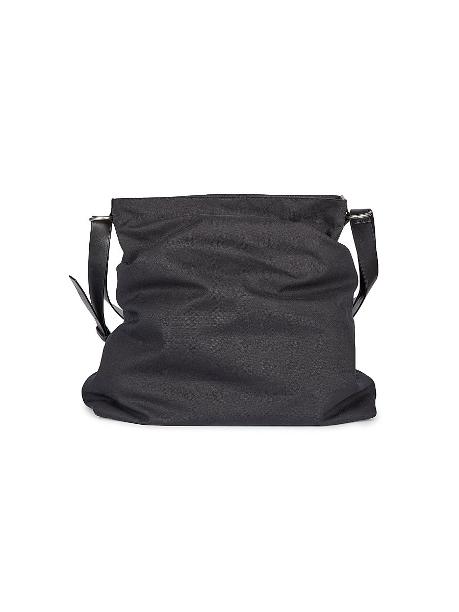 Men's Cotton & Leather Tote Bag - Black