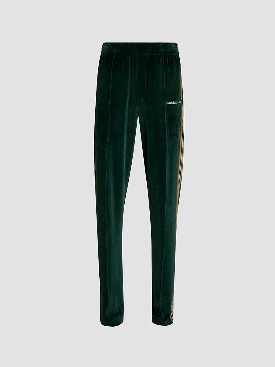 Casablanca Men's Velour Striped Track Pants - Green - Size Large