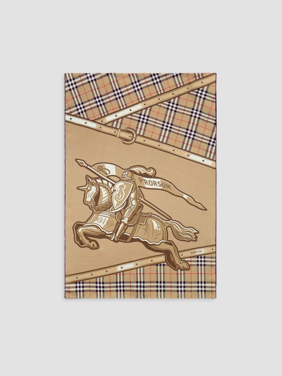 Burberry Women's Knight & Check Silk Twill Oblong Scarf - Beige