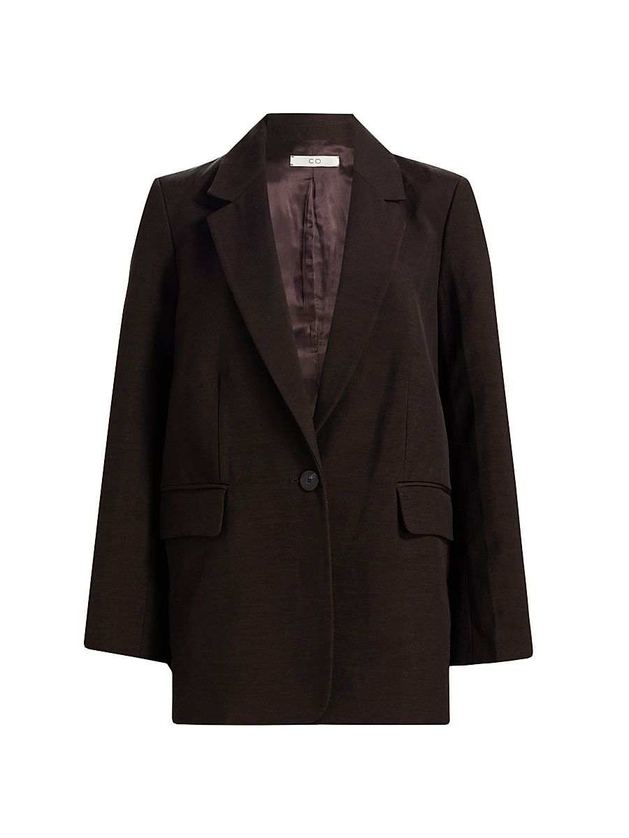 Women's Mens-Fit Linen-Blend Blazer - Chocolate - Size XL