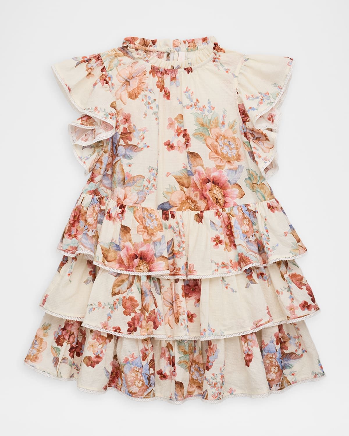 Girl & apos;s Awaken Flutter-Sleeve Tiered Dress, Size 1-12