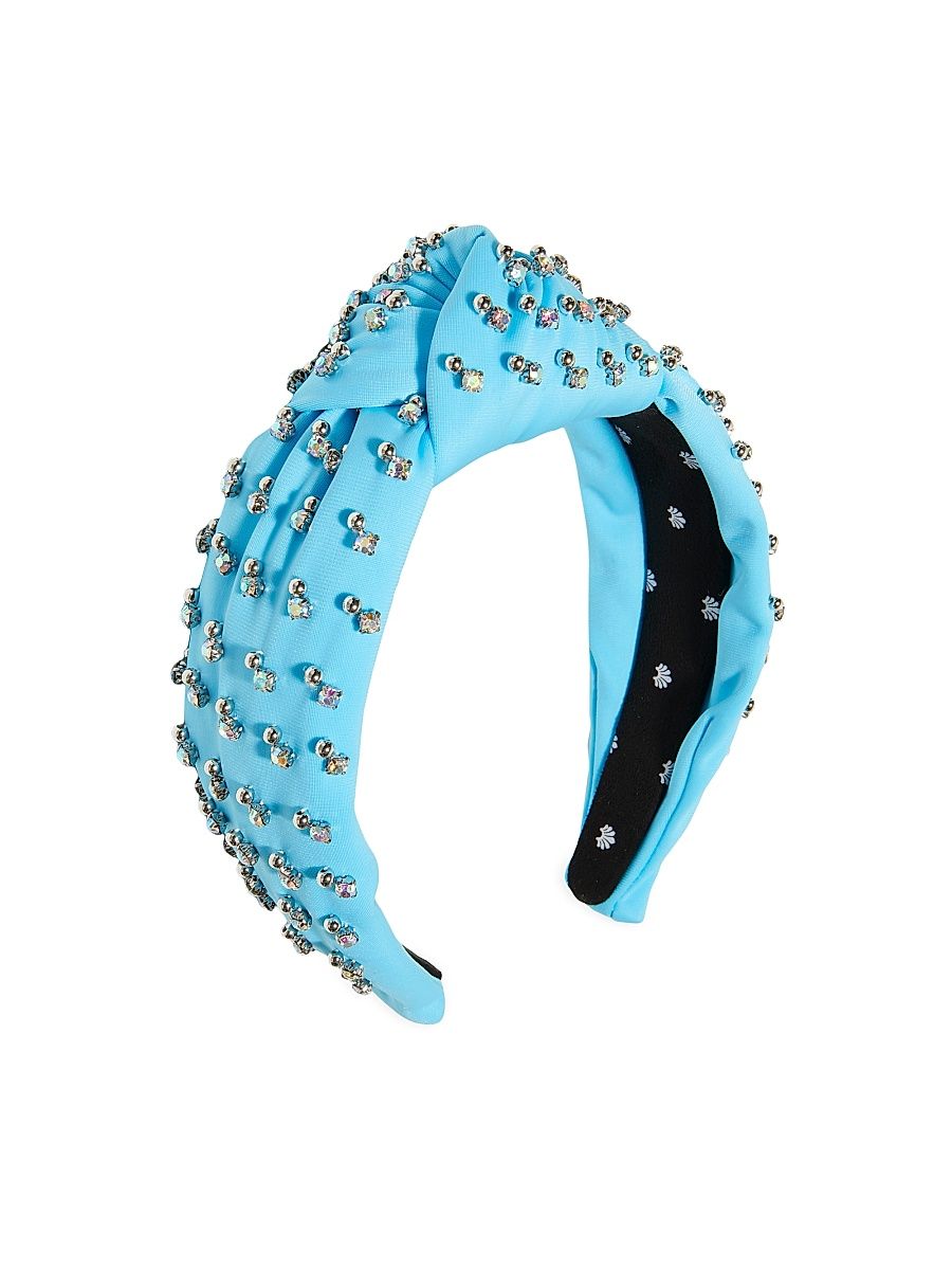 Women's Crystal-Embellished Neoprene Knotted Headband - Sky