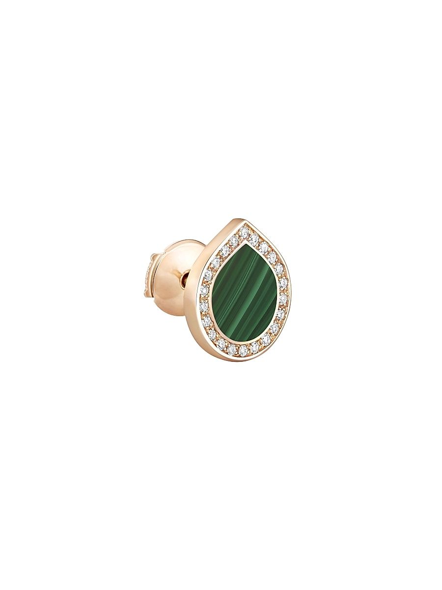 Women's Antifer 18K Rose Gold, Malachite & 0.08 TCW Diamond Single Stud Earring - Mala