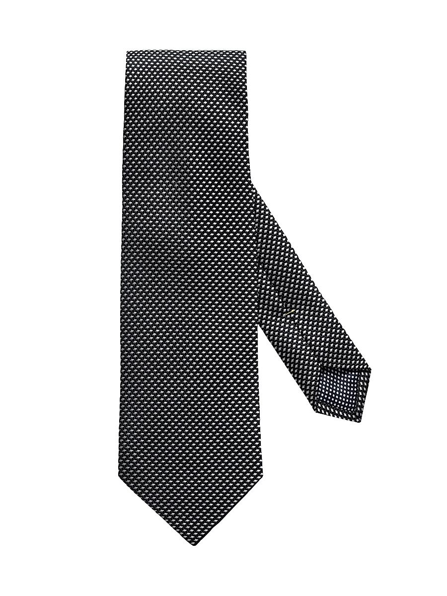 Men's Geometric Silk Tie - Black