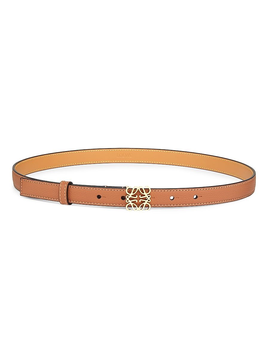 Women's Anagram Pebbled Leather Belt - Sand Gold - Size Large
