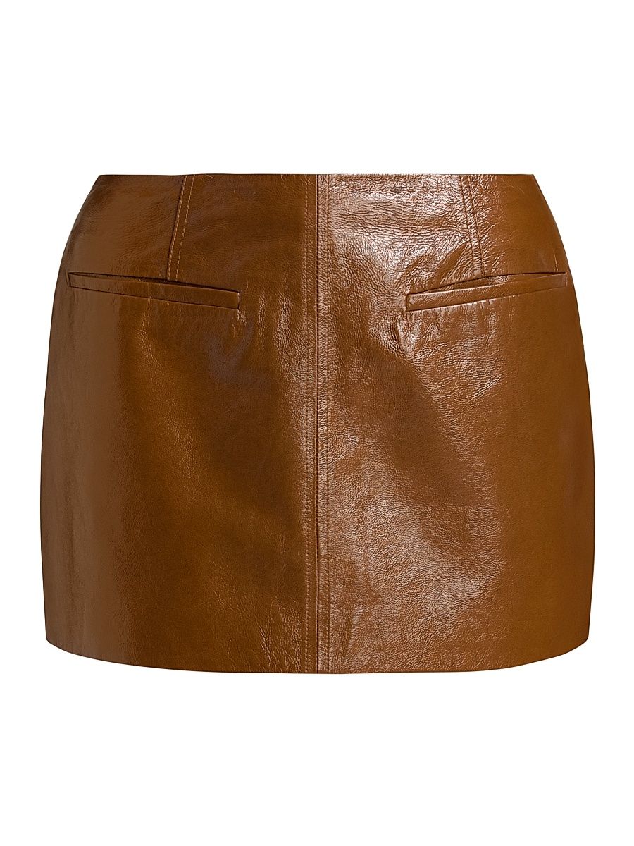Women's Cowan Leather Miniskirt - Saddle - Size 14