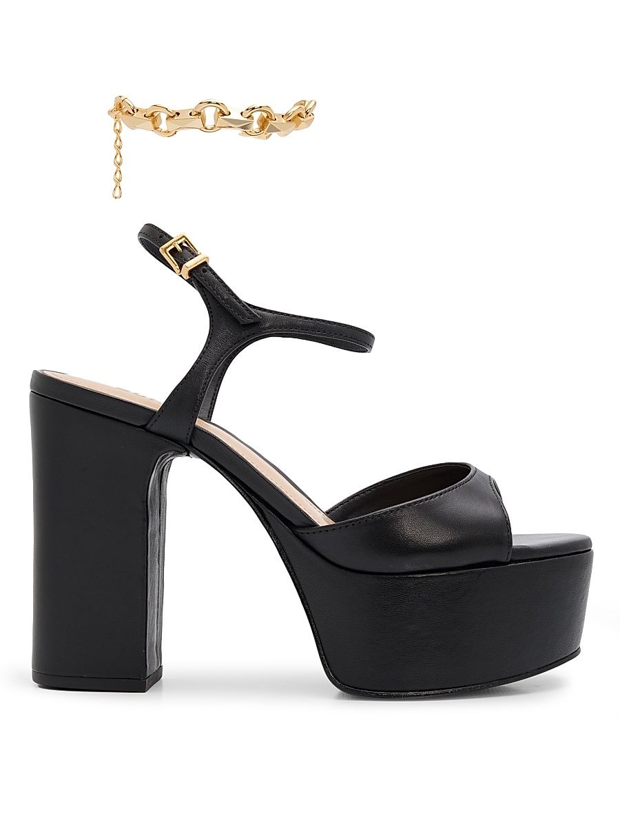 Women's Lys 120MM Leather Platform Sandals - Black - Size 10