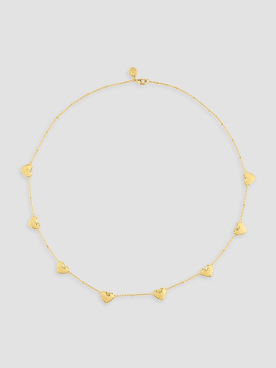 Women's Heart 18K-Gold-Plated Station Necklace - Gold
