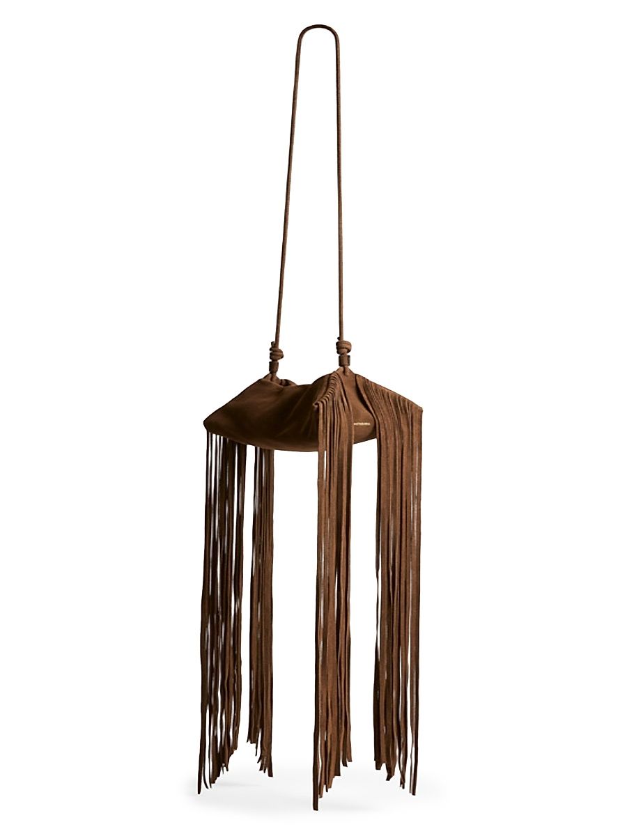 Women's Origami Fringe Mini Crossbody Bag - Chocolate