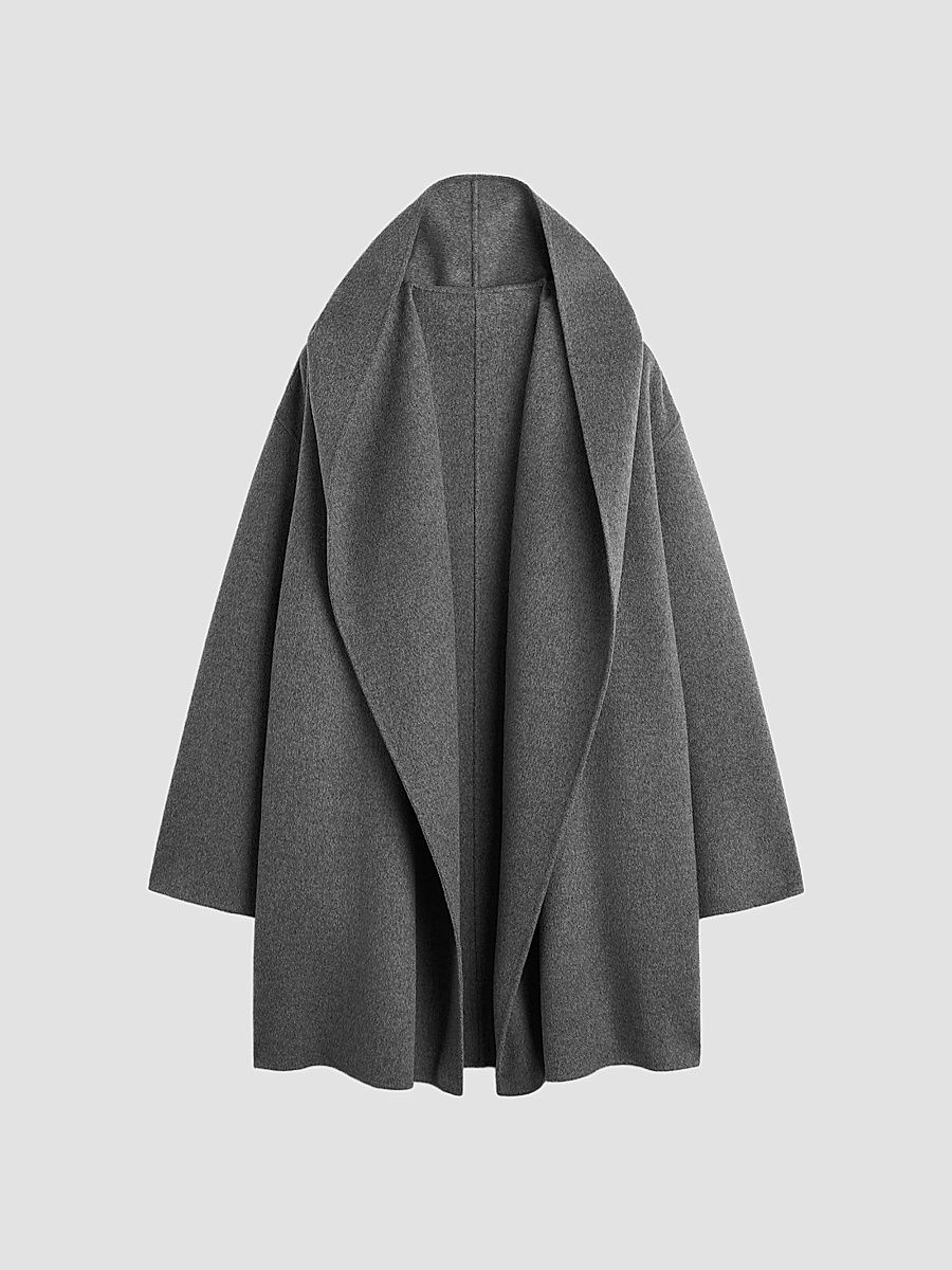 Toteme Women's Hoodie Wool Coat - Pale Grey Melange - Size Large