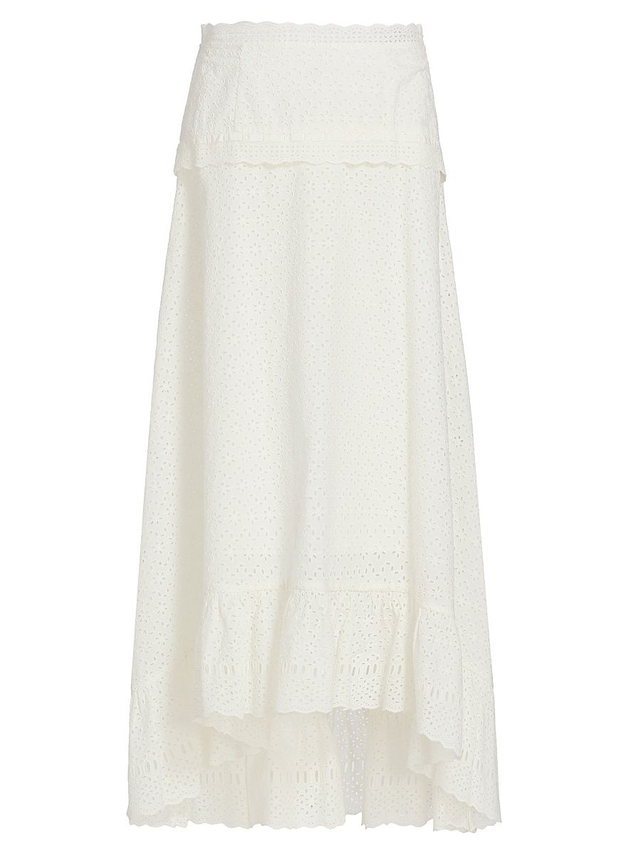 Women's Violetta High-Low Cotton A-Line Midi-Skirt - Pristine - Size 14