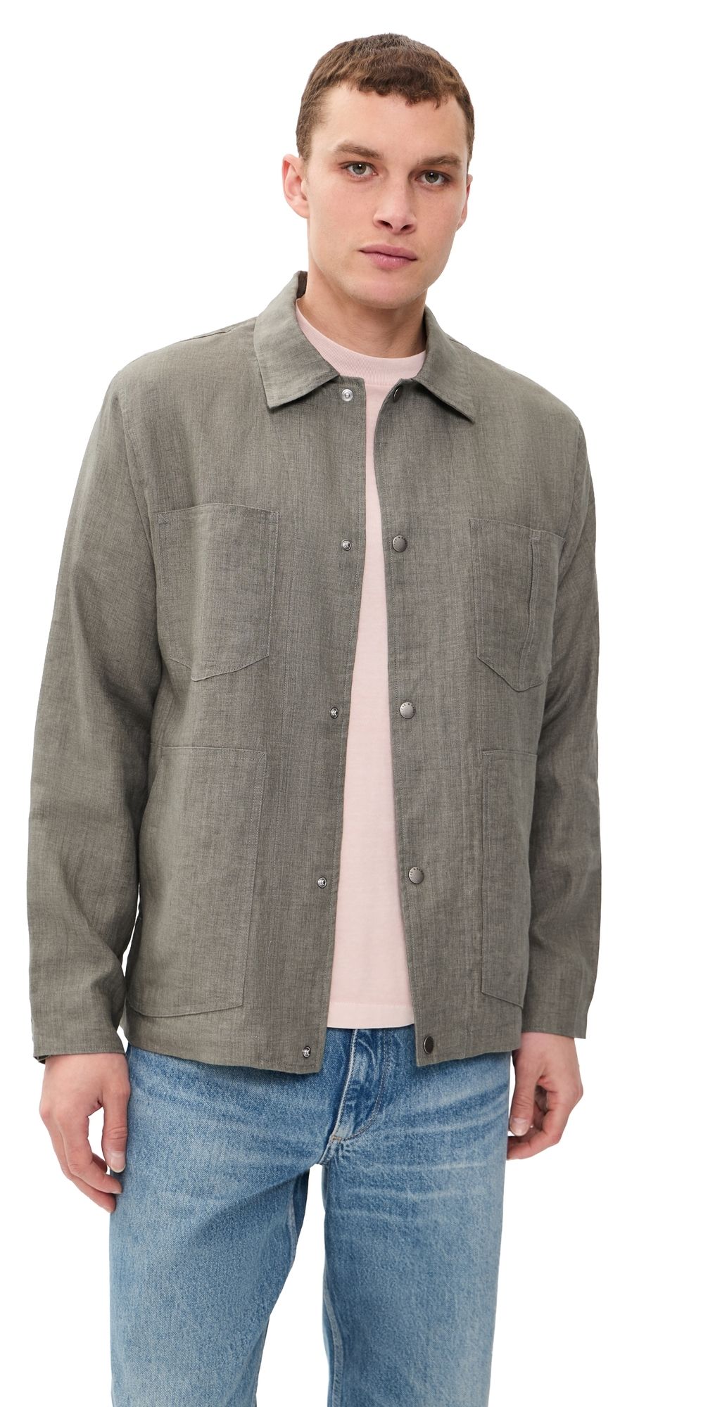 rag & bone Calder Linen Workwear Jacket Grey L