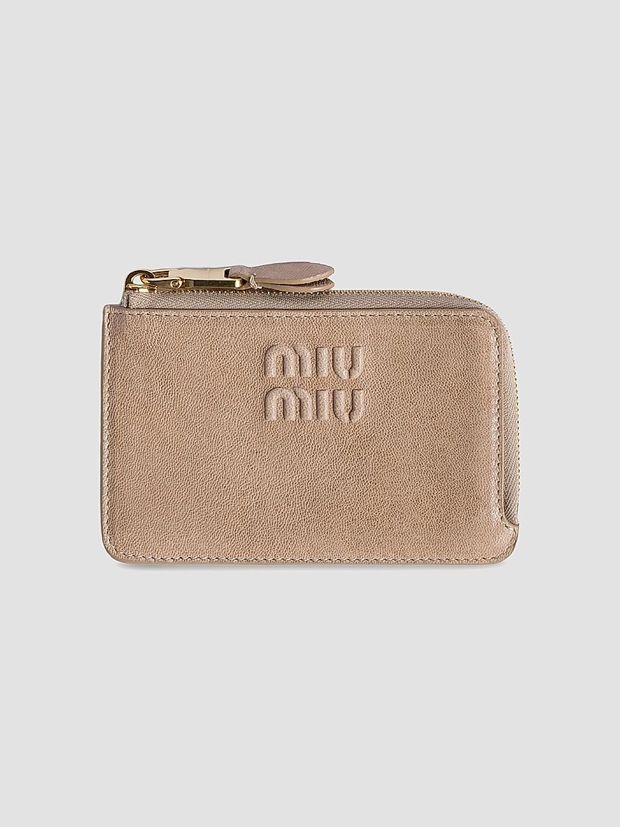 Miu Miu Women's Nappa Leather Envelope Card Holder - Beige Khaki