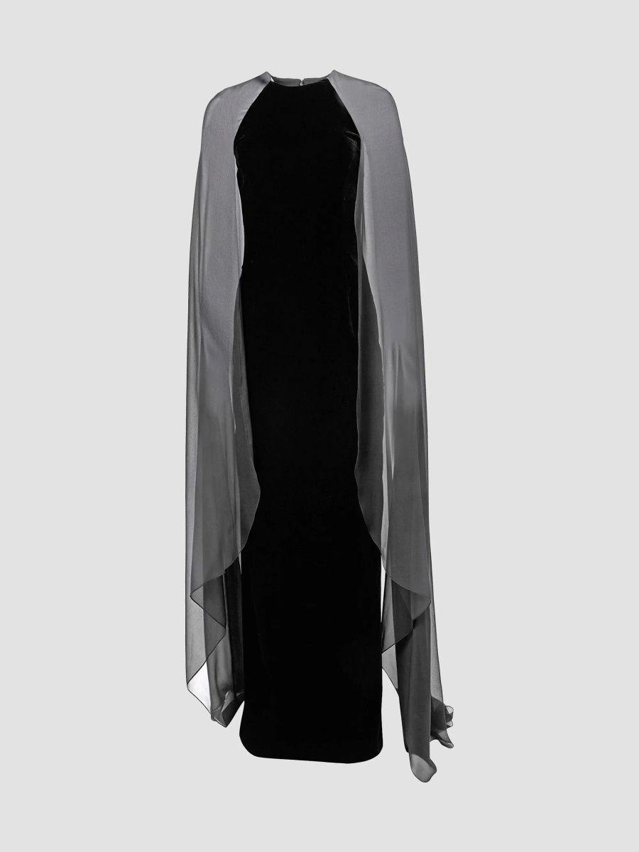 Carolina Herrera Women's Chalet Sheer-Cape Column Gown - Black - Size 12