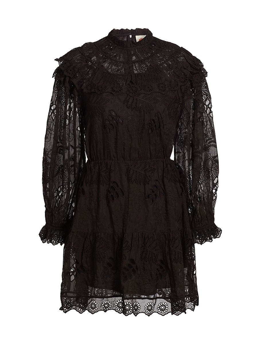 Women's Flowered Organza Minidress - Black - Size XS