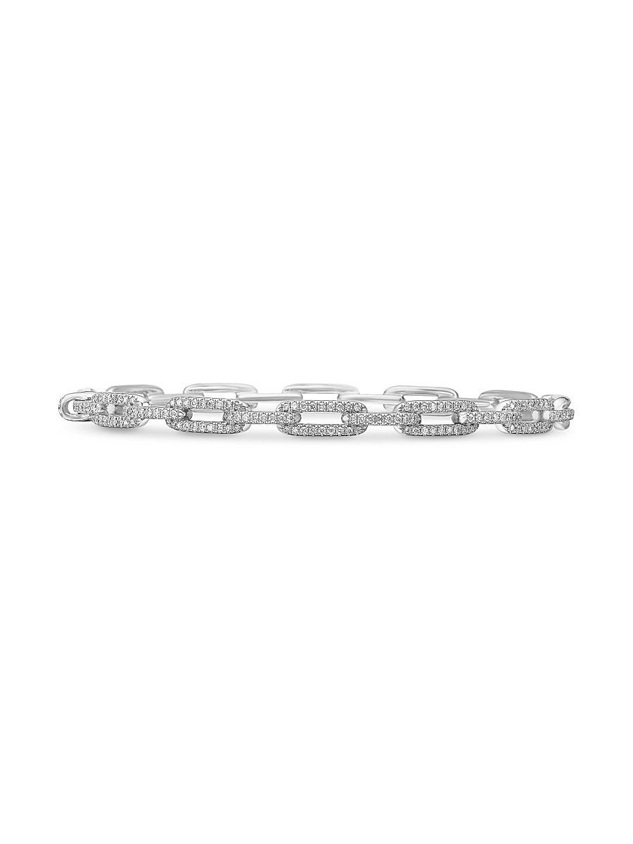 Women's Stax Chain Link Bracelet in 18K White Gold - White Gold - Size Medium