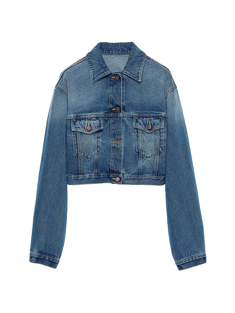 Women's Denim Blouson Jacket - Blue - Size XL