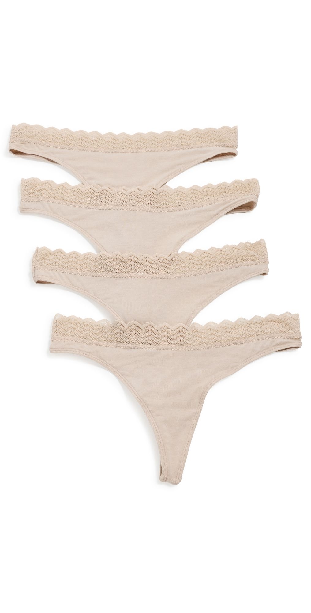 Stripe & Stare Zigzag Lace Thong 4-Pack Sand M