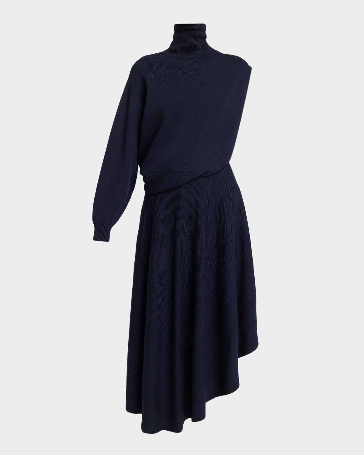 Asymmetrical Cutout Wool Dress