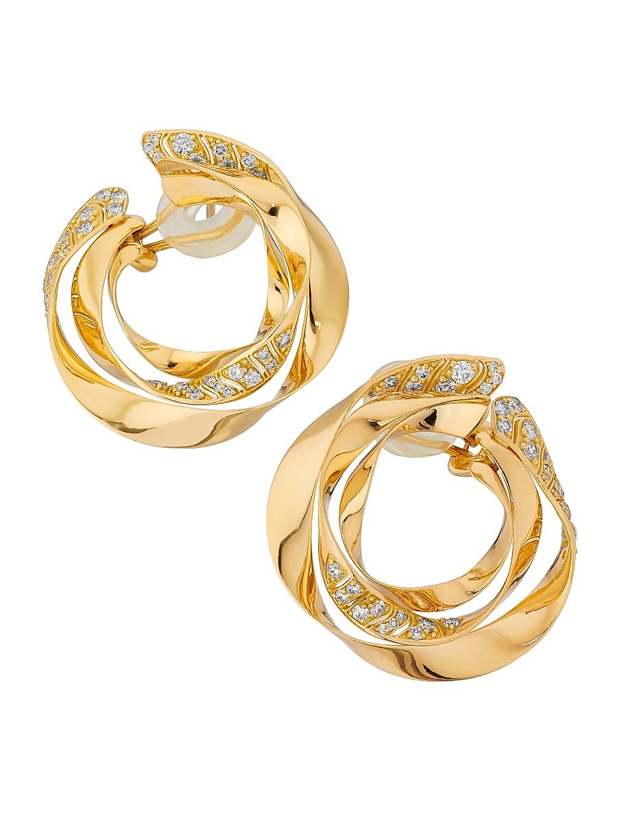 Women's Dunas 18K Yellow Gold & 1.03 TCW Diamond Twisted Hoop Earrings - Yellow Gold