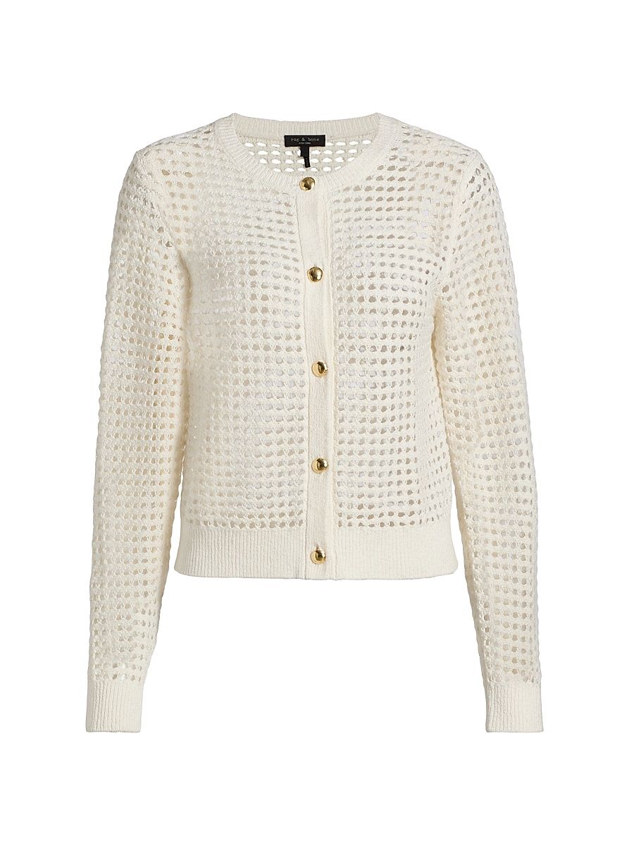 Women's Ezra Open Knit Cardigan - White - Size XL