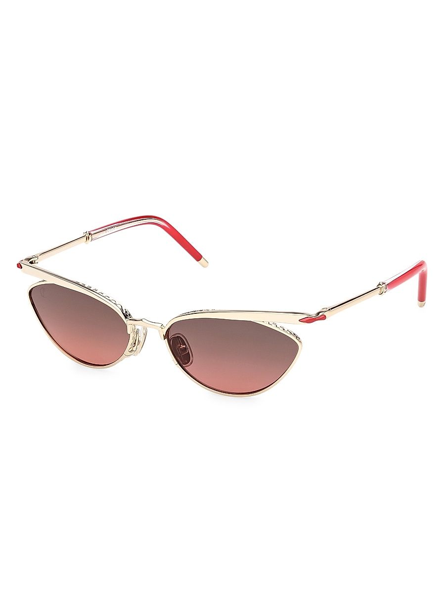 Women's 56MM Cat-Eye Sunglasses - Gold Red