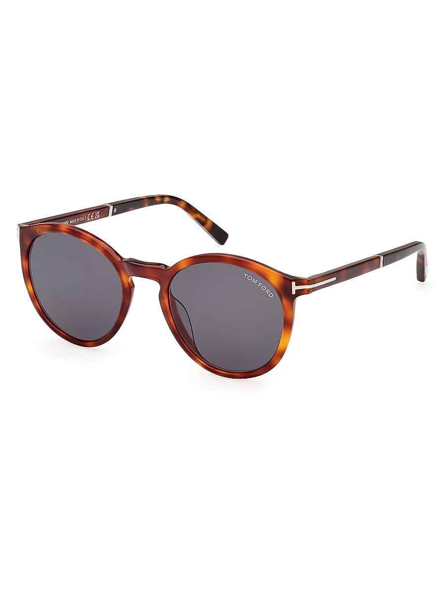 Men's 51MM Round Tortoiseshell Sunglasses - Blonde Havana