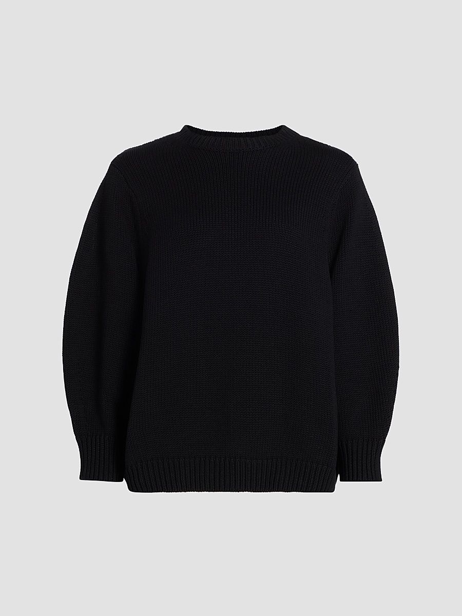 Women's Oversized Cotton Crewneck Sweater - Black - Size XXS