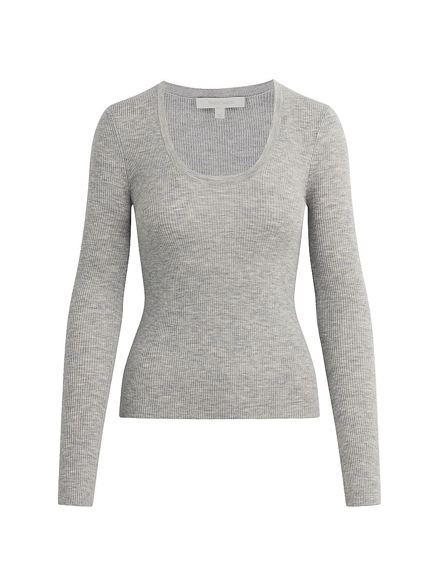 Women's Take It Easy Extrafine Merino Wool Scoopneck Top - Heather Grey - Size XS