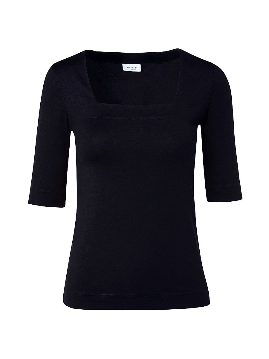 Women's Elements Jersey Square Neck Top - Black - Size 16