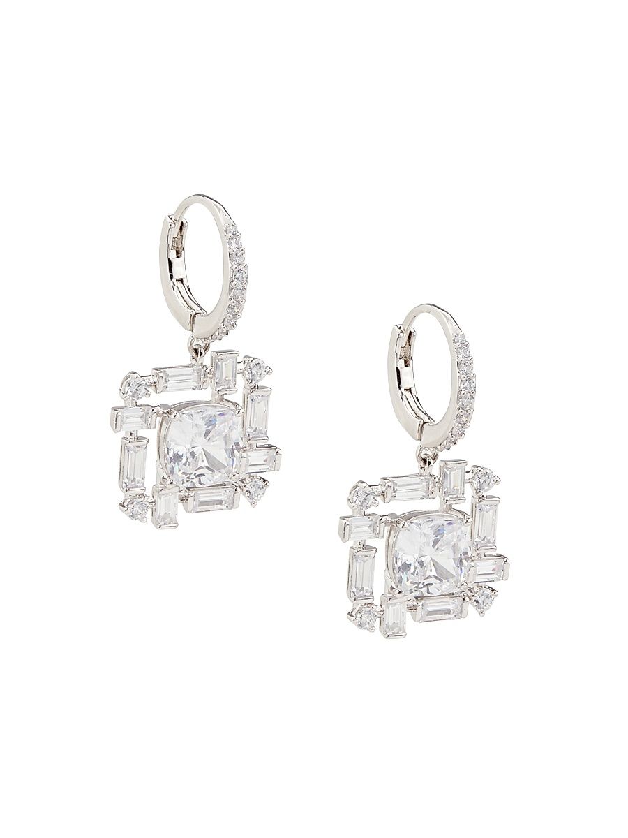 Women's Gwen Rhodium-Plated & Cubic Zirconia Cluster Drop Earrings - Silver