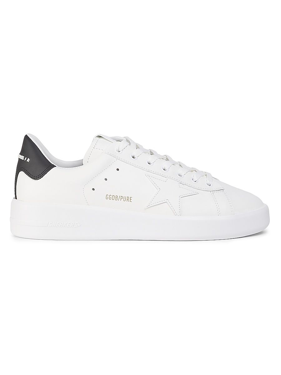 Men's Pure Star Leather Low-Top Sneakers - White Black - Size 14