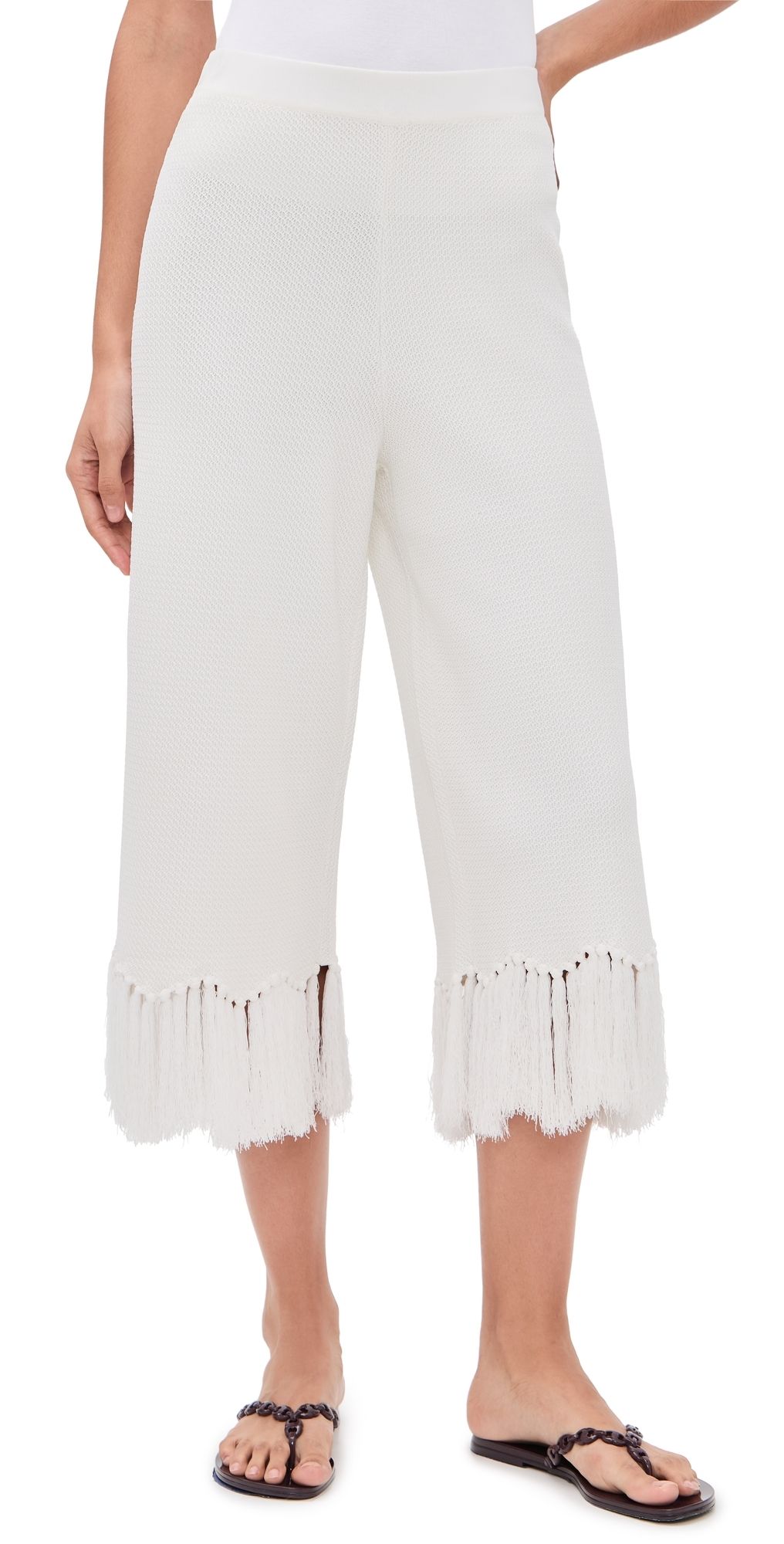 English Factory Fringe Detailed Knit Pants Off White M