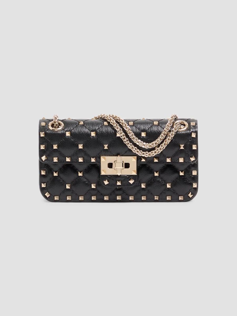 Valentino Women's Rockstud Spike Small Shoulder Bag in Kidskin - Black