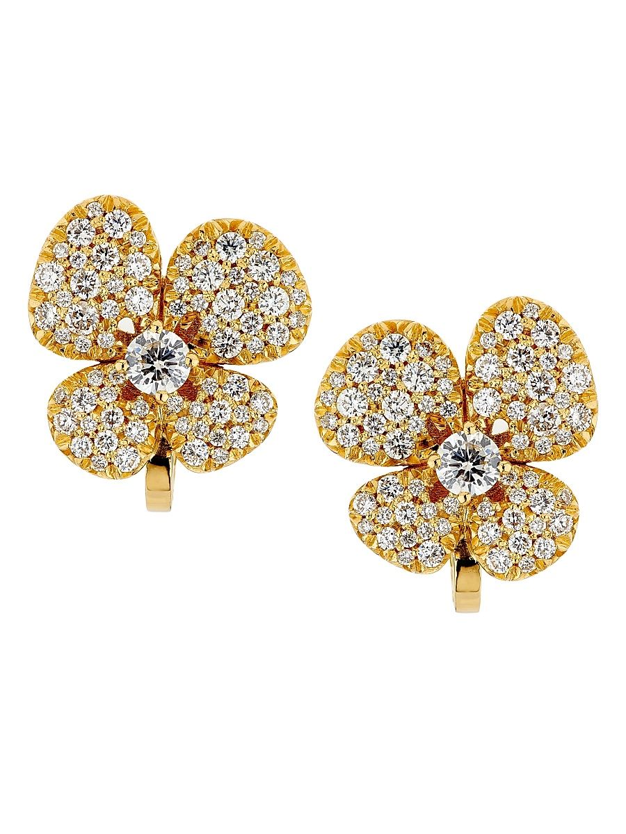Women's Ischia 18K Yellow Gold & 1.54 TCW Diamond Flower Stud Earrings - Yellow Gold