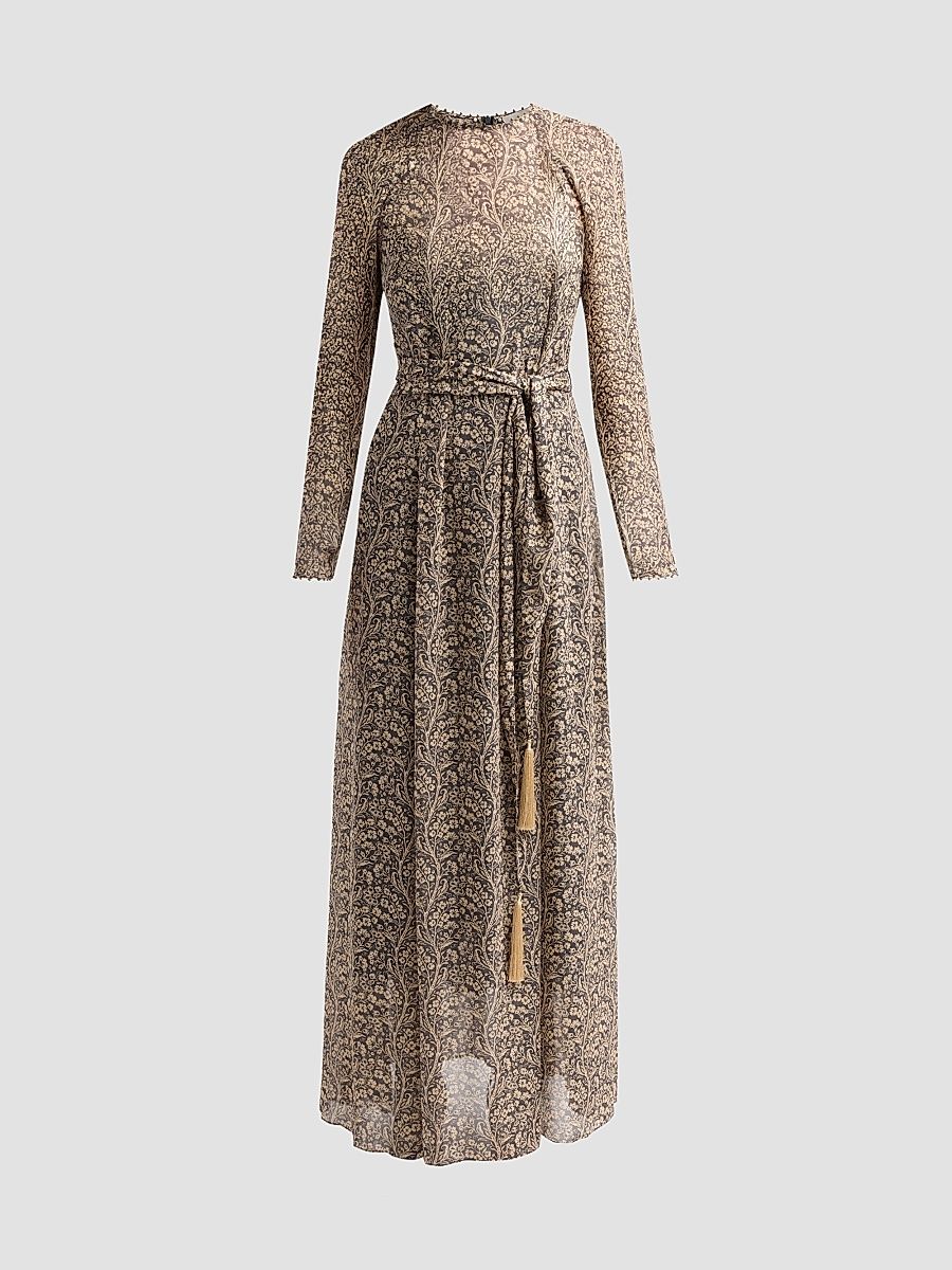 Women's Valiant Paisley Belted Maxi Dress - Charcoal Paisley - Size 2