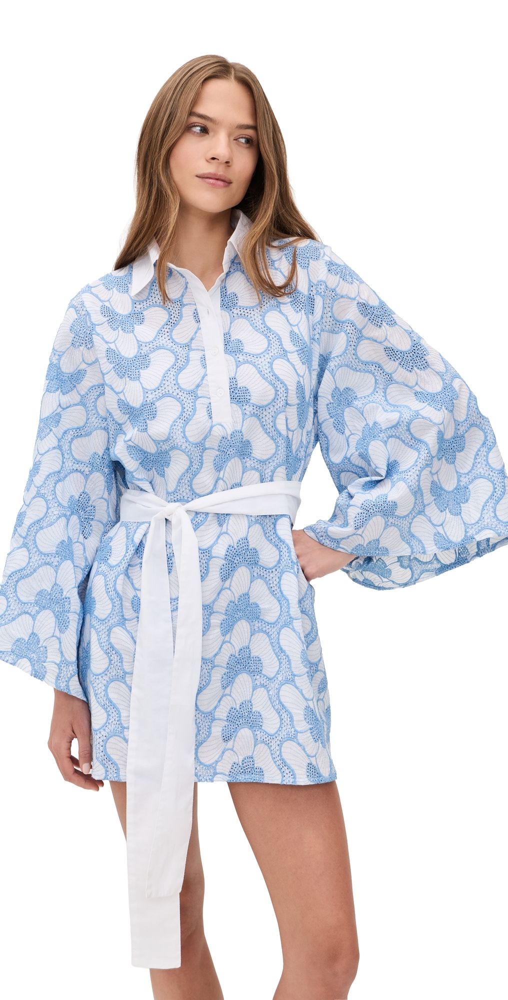 SUNDRESS Lupy Short Coverup Eyelet Butterfly Blue XS/S