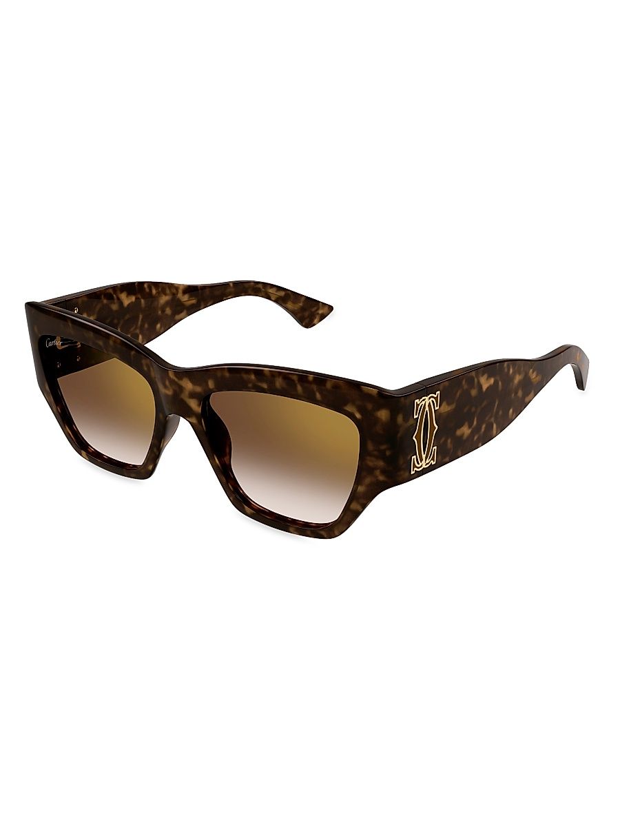 Women's Double C 55MM Cat-Eye Sunglasses - Havana