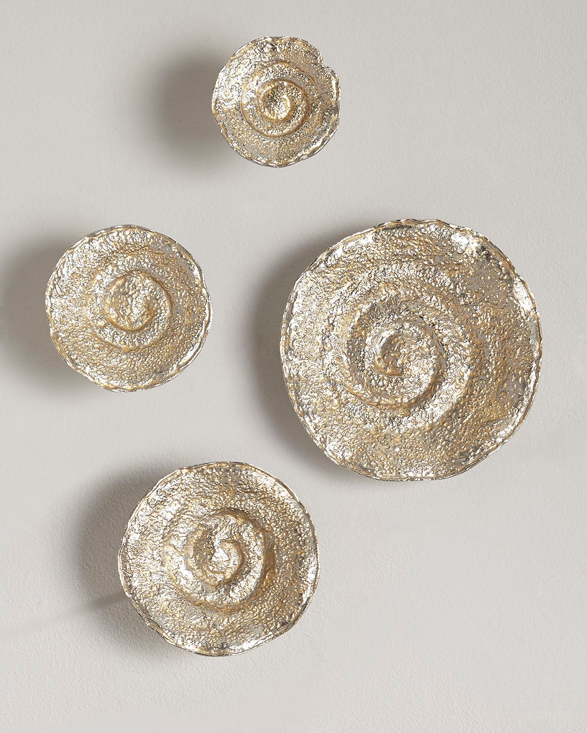 Gold Leaf/Nickel Escargot Wall Hangings, Set of 4