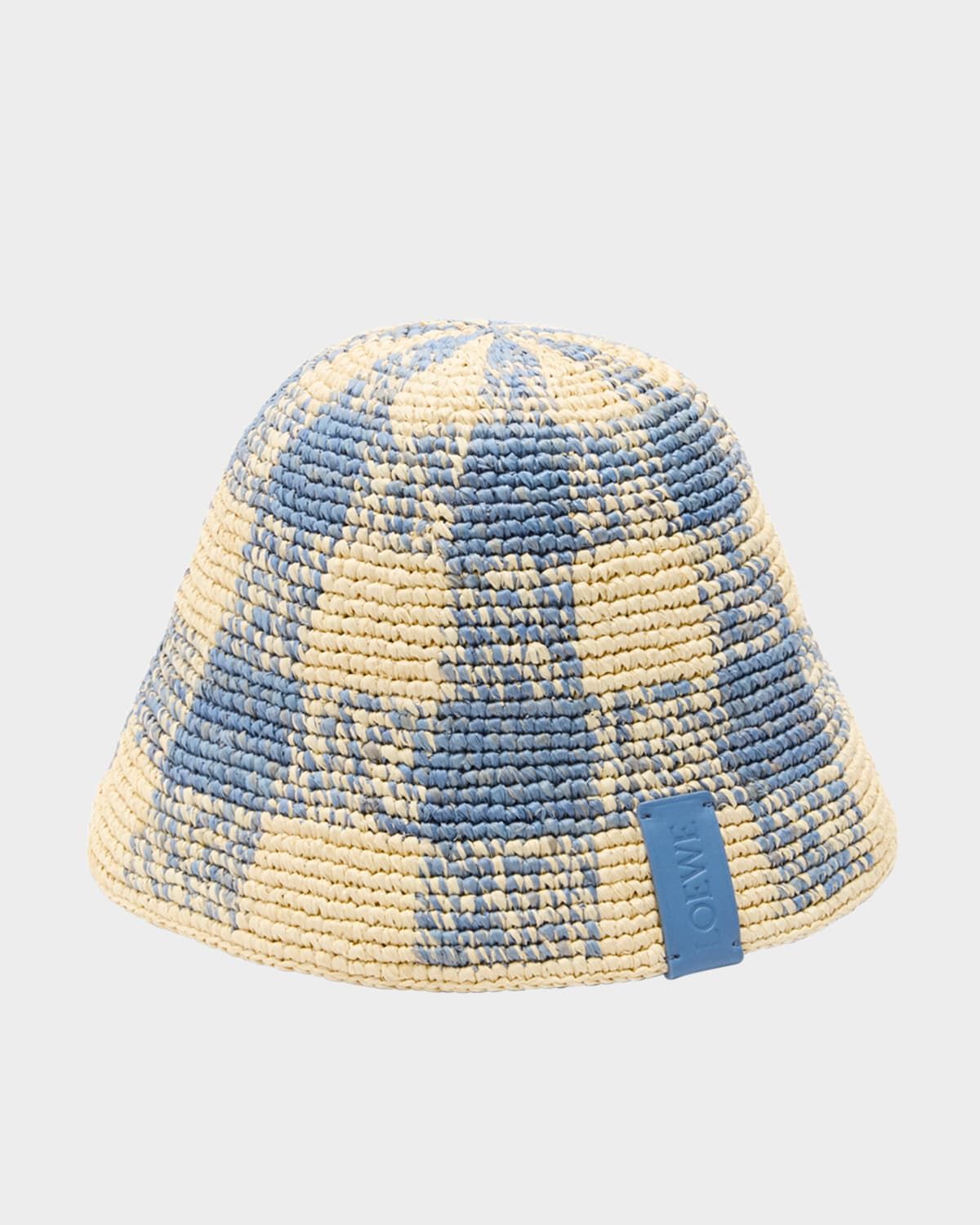 Raffia Crochet Check Bucket