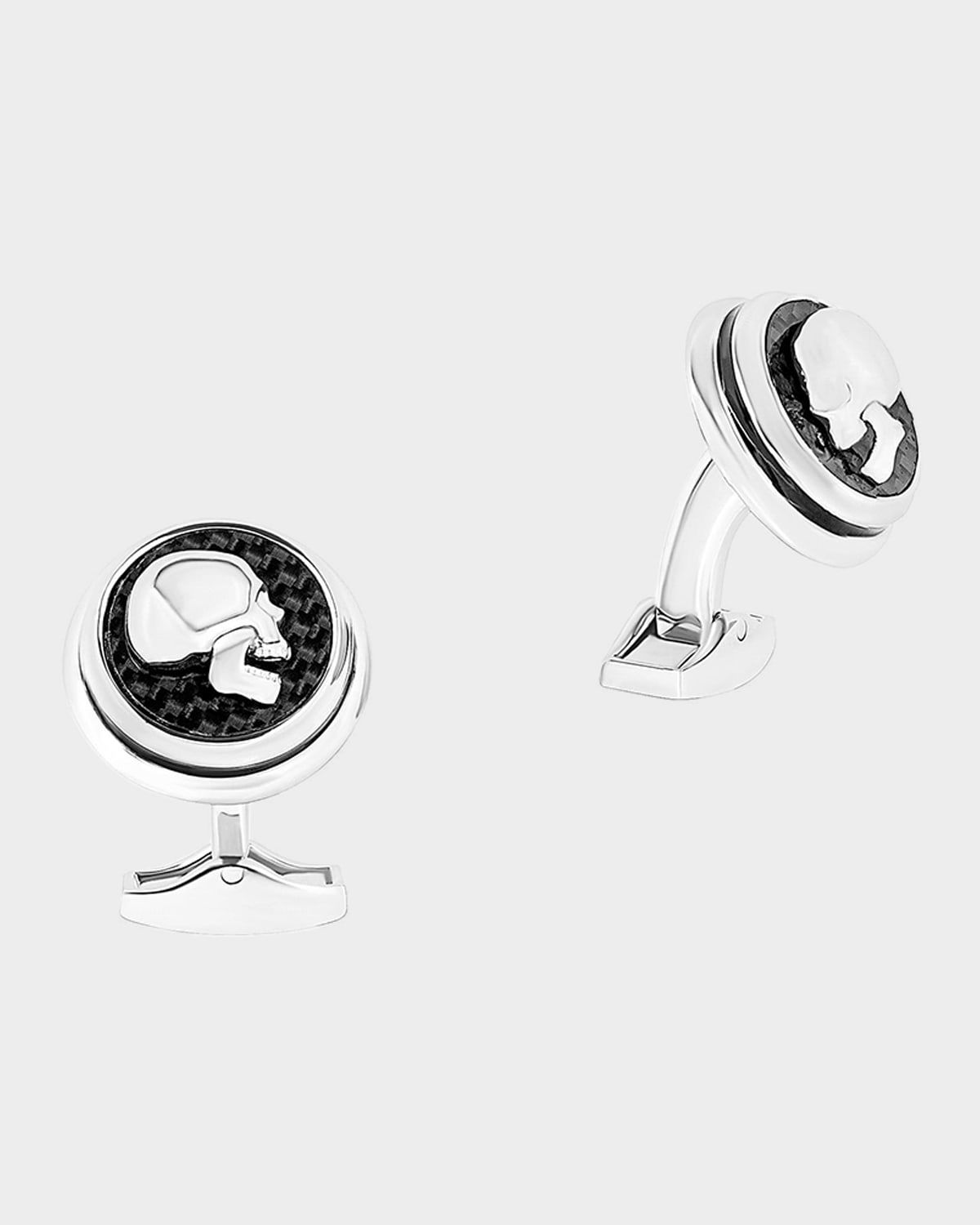 Men & apos;s Carbon Fiber Skull Cufflinks