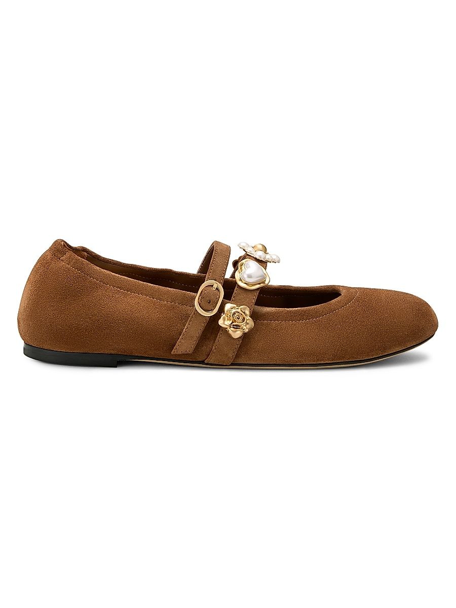 Women's Socharming Suede Mary Jane Ballet Flats - Toasted Almond - Size 9.5