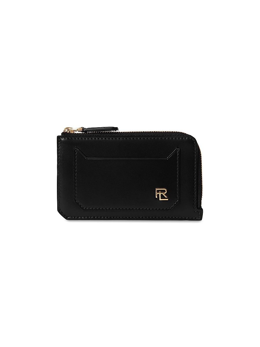 Women's RL Box Calfskin Zip Card Case - Black