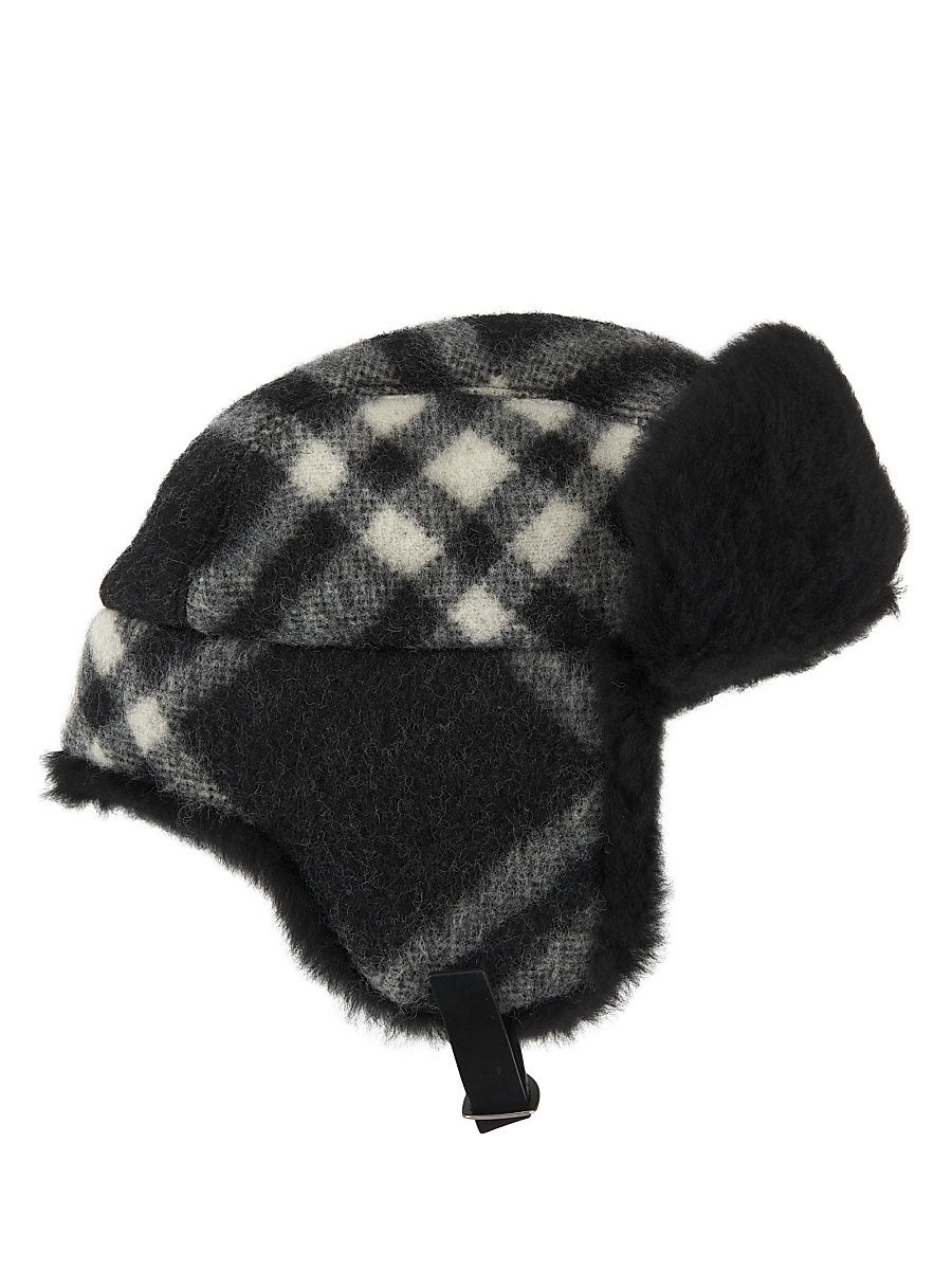 Men's Tribar Wool Trapper Hat - Black - Size Medium