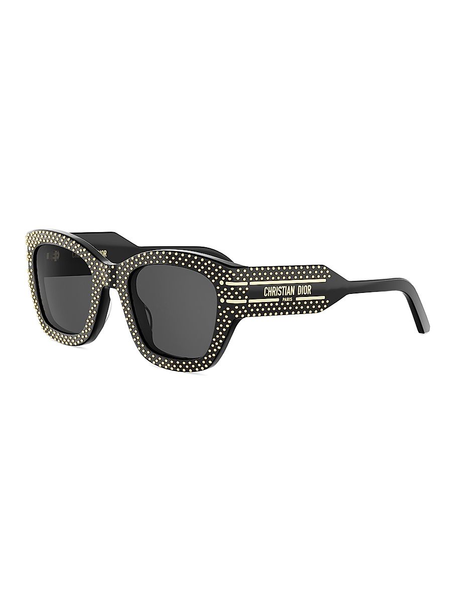 Women's DiorSignature S16I 52MM Studded Square Sunglasses - Blackandsmoke