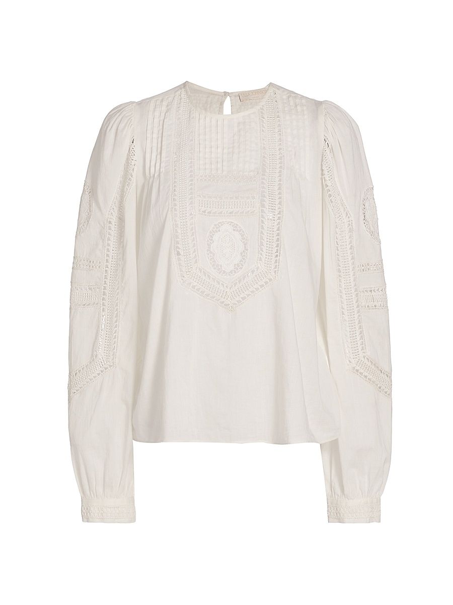 Women's Marlowe Open-Work Cotton Top - Pristine - Size 12